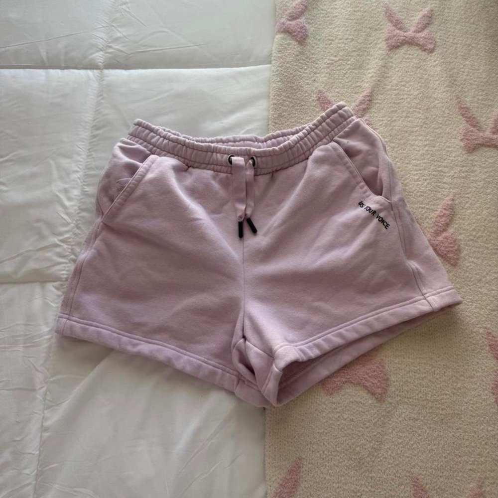 pink athleta sweat shorts x Simone biles collab